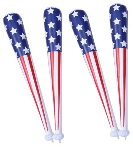 Vaguelly 4 Stück Aufblasbarer Schläger Spielzeug Baseballschläger Stütze Jubelstab Partydekoration Partyzubehör Amerikanische Flagge Aufblasbare Fledermäuse Sport Jubelspielzeug