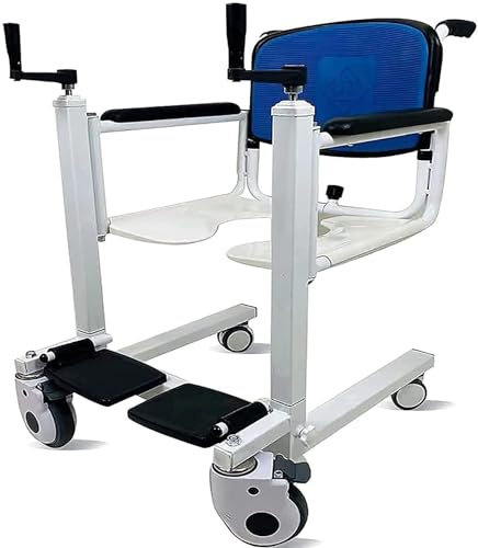 Lift-Transfer-Maschine, Toilettenstuhl, Multifunktionaler Duschstuhl, Toilettenstuhl, Manueller Rollstuhl Für Die Pflege Älterer Menschen, Tragkraft 120 Kg,001