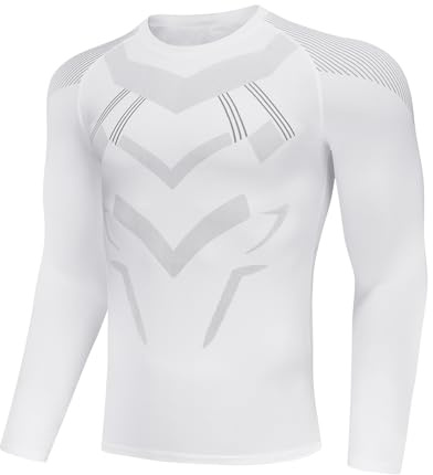 AMZSPORT Maglia Compressione Uomo Maglia Termica Manica Lunga Maglietta Palestra Compression Shirt Ciclismo Sportiva Running