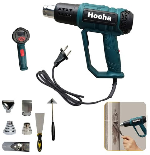 Hooha Pistola ad aria calda 2000 W con display LCD e 7 ugelli, adatta per sverniciatura e rimozione del colore, per ristrutturazione/rimozione del colore/scongelamento di tubi congelati/riparazione di