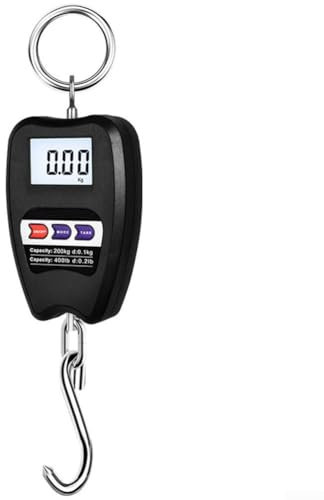 Puupaa Digitale Hängewaage, 200 kg, tragbar, elektronisch, mit LED-Display, Aluminiumgehäuse, Präzisionsmessung, mehrere Einheiten für industrielle gewerbliche Nutzung (schwarz)