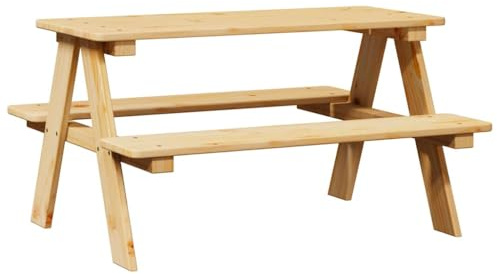 vidaXL Children's Table with Benches IRUN 90x79.5x50 cm Solid Wood, standing desk, standing table, coffee table, desk, writing table, kitchen table