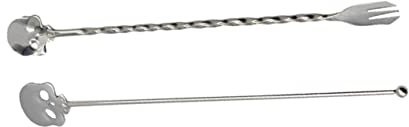 Cabilock 5 Ensembles Combinaison De Cuillère à Mélanger Apéritif Mélanger des Cuillères pour Les Cocktails Réutilisable Tasses Claires Martini Café Tiki Silver Acier Inoxydable Réutilisable
