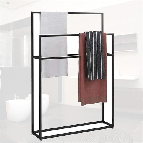 Toallero de metal independiente, soporte independiente para toallas y paños de baño, elegante solución de almacenamiento, accesorios de baño (65 x 20 x 110 cm)