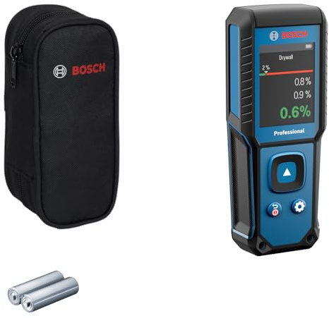 Humidimètre GMM 1-15 Bosch Professional à broches (non invasif, mesure 37 essences de bois et 10 matériaux de construction, indice de protection IP65, 2 piles AA, housse)