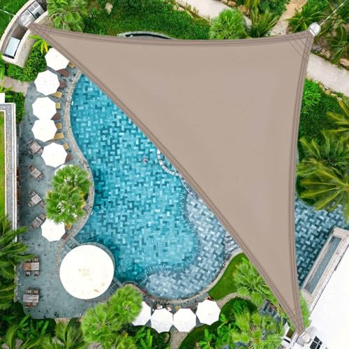 SRHIMEOS 4x4x4m Tende a Vela da Esterno Triangolare, Vela Ombreggiante Impermeabile per Giardino Terrazza, Telo Parasole Esterni HDPE Protezione Solare Raggi UV, Antivento