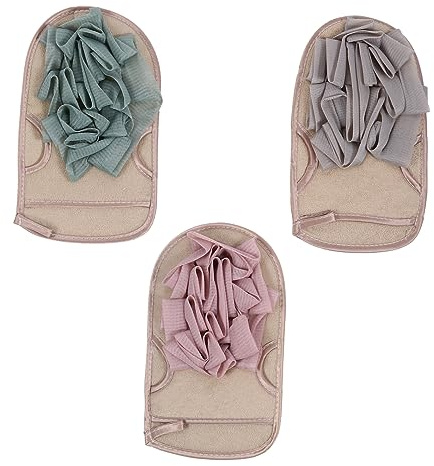 Healvian 3stücke Badeschwammhandschuh Doppelseitig Peelinghandschuh Badewerkzeug Für Frauen Und Männer Mit Badeschaum Und Peelingseite Hochwertiges Material Glatte Nähte Für Links Und Recht