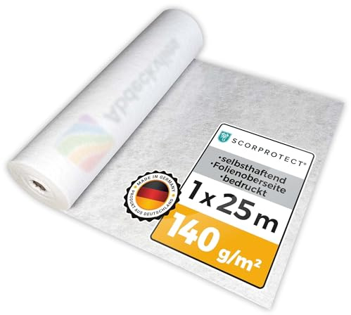 Scorprotect® Boden- und Treppenschutzvlies selbsthaftend mit Logo 1 m x 25 m 140 g/m²