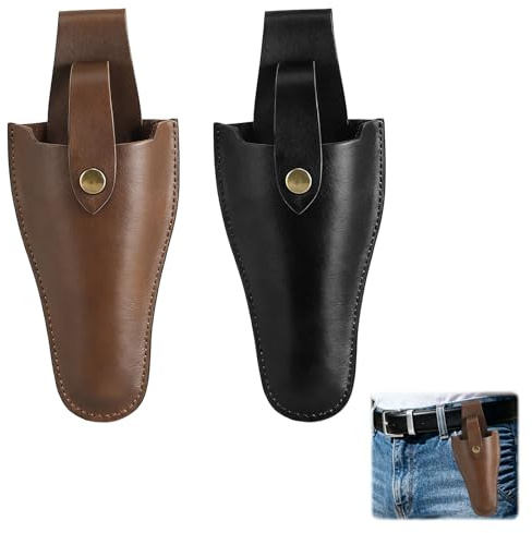2 PCS Secateurs Holster,Durable Leather Tool Belt Pouch,Garden Tool Belt Pouch,Durable Leather Sheath Pouch Holder for Garden Pruning Pliers Shears Secateurs Scissors Gift (Brown, Black)