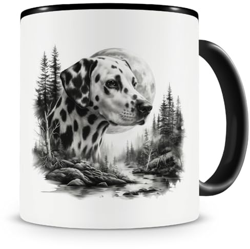 Samunshi® Tasse mit Spruch Dalmatiner im Wald Teetasse für Hunde Fans Kaffeetasse Lustige Tassen zum Geburtstag für Herrchen und Frauchen Dog Mug Kaffee Tee