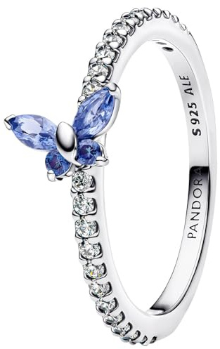 PANDORA Damen-Silberring Funkelnder Schmetterling Blau 194269C01