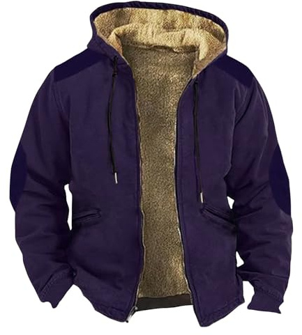Giubbotto Invernale Uomo Calda Giacca In Pile Casual Giacchetto Con Zip E Cappuccio Trekking Cappotto Bomber a Maniche Lunghe Con Tasche Elegante Giacconi Trapuntata Da Lavoro Inverno Marina 5XL