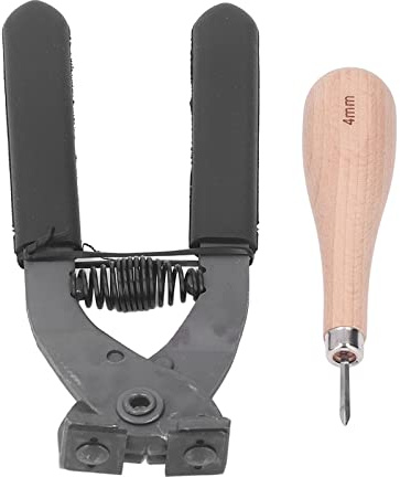 Pinza silenziosa per pelle 4 mm 2 denti, punzone per pelle, scalpello per cuciture in pelle in acciaio al carbonio con punteruolo a rombo, scalpello per cuciture silenzioso