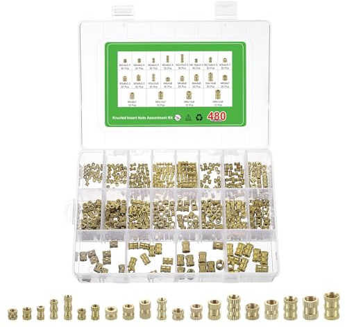 QUARKZMAN 480Stk M2 M2.5 M3 M4 M5 M6 Rändelmuttern Messing Gewindeeinsätze 3D-Druck Messingmuttern Für 3D-Druckteile Laptop Automobil Kunststoffgehäuse
