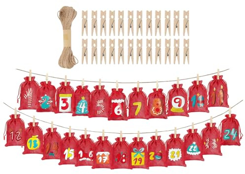 Calendario 'Avvento, decorazione natalizia, 24 giorni, riempibile con numeri, per adulti, famiglia, amici, caramelle, cioccolato, matrimonio, compleanno