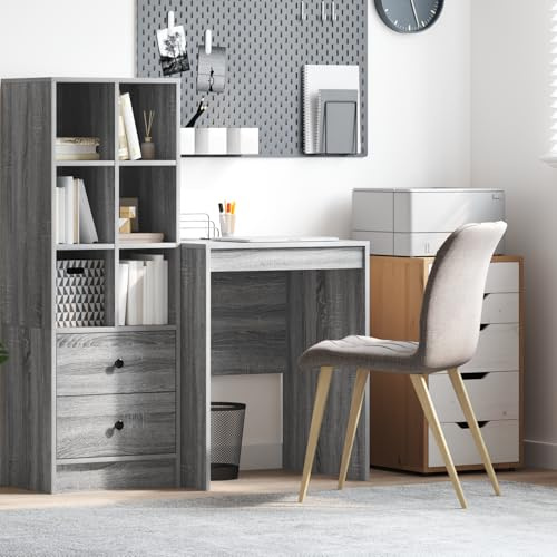 IBUQDDV Grauer Sonoma Schreibtisch aus Spanplatte 60 x 50 x 76 cm mit minimalistischem Design für Homeoffice und Arbeitsplatz