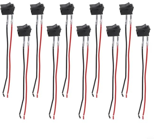 Yhenlovtt Lot de 10 interrupteurs à bascule avec câblage, 2 broches, 6 A, 220 V, pour moto, voiture, bateau, électroménager