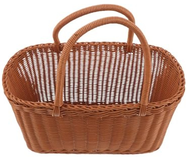 IWOWHERO Cestino da Picnic in Vimini Intrecciato Multiuso con Manico per Pane e Verdure Portatile per Raccolta e Servizio Organizer Rustico per Feste Autunnali e Giardino