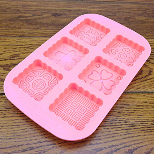 Xiuganpo Molde para Pastel de Luna, Molde para Hacer de Helado y Pastel DIY de para Hornear en la Cocina, de Silicona Rosa con 6 Ranuras