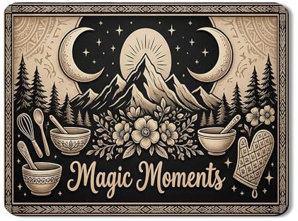 Magic Moments - Tappetino scolapiatti per bancone della cucina, tappetino in gomma assorbente vintage con motivo floreale nero, tappetino in pelle sintetica di poliuretano bohémien, per bar, 45 x 61
