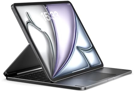 Brydge MAX 13.0 iPad-Tastaturhülle mit Trackpad für iPad Pro 32,8 cm (3. - 6. Generation) und Air 13 Zoll (M2 und M3), Aluminium-Tastatur mit Hintergrundbeleuchtung, 270-Grad-Scharnier, Silber