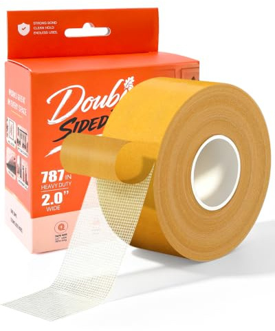 CRNOTL Heavy Duty Double Sided Tape 5cm x 20m Mounting Tape | Strong Removable Adhesive Tape, Great for Wall Decor, Posters, Photos, DIY Crafts, Carpets & Household Multi-Surface Mounting