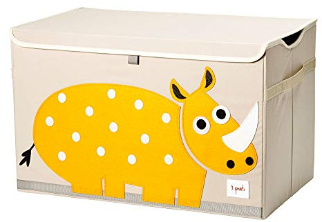 3 Sprouts Spielzeugkiste mit Deckel und Griffen, faltbar, groß, Nashorn | viel Stauraum für Kuscheltiere, Decken, Bausteine und Spiele abdeckbar seitliche Griffe erleichtern den Transport