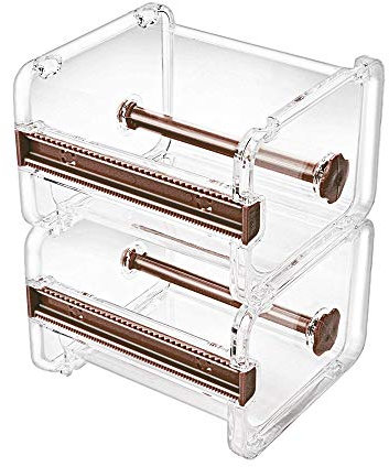 molshine Paquete de 2 dispensadores de cinta adhesiva Washi transparente de escritorio visible transparente, cortador de cinta, soporte de cinta en rollo (no incluye cinta adhesiva) (Marrón)