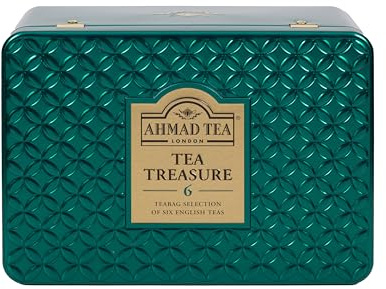 Ahmad Tea 'Tea Treasure' Caddy med 6 svarta och gröna teer, 60 tepåsar