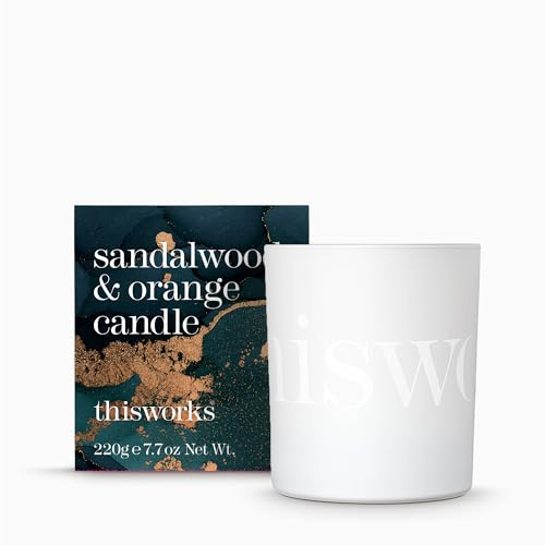 This Works Sandalwood & Orange Candle, 220 gm - Hand Poured and Blended with Essential Oils - Uplifting and Aromatic