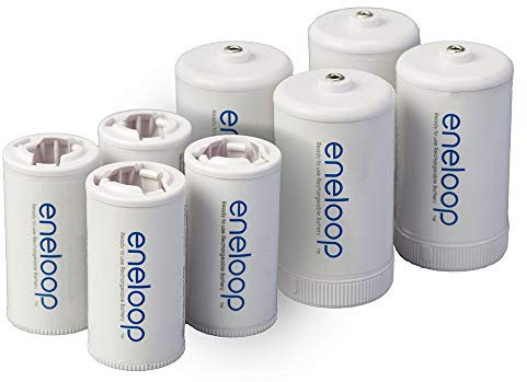Eneloop Panasonic K-KJBS1/2E8A C Size Battery Adapters for Use with Ni-MH Rechargeable AA Battery Cells, 8 Pack
