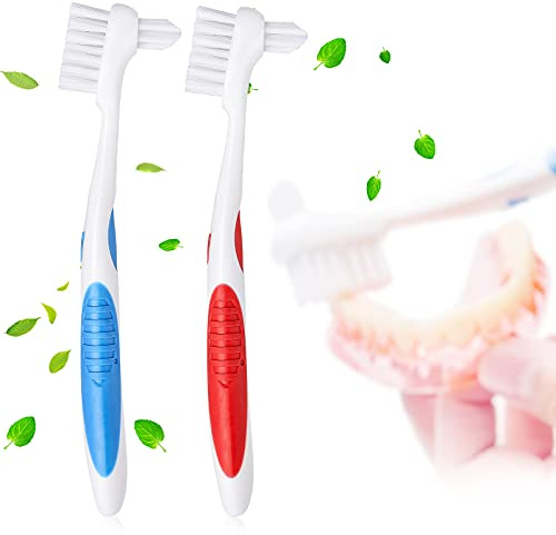 Y-Kelin Lot de 2 brosses de nettoyage à double tête en poils : 1 rouge, 1 bleu
