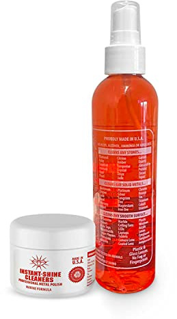 Complete Jewelry Cleaning Kit for Silver, White Gold Platinum, Diamond, Sapphire, and other Stones, Liquid Solution for Ultrasonic Machine & Tarnish Removal Cream for Sparkling Brilliance 0.5oz/0.4oz
