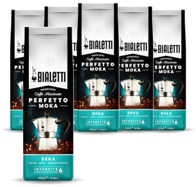 Bialetti Perfetto Moka Caffè Macinato, 1.5 Kg, Decaffeinato - 6 x 250 g