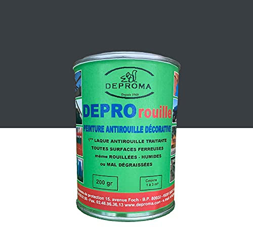 DEPROMA | Peintures glycéro | fer antirouille métaux | 200gr | Protection contre la rouille - Gris - RAL 7016