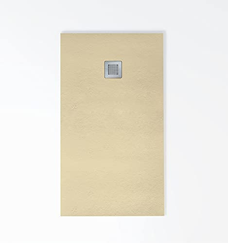 Plato de ducha de resina GRIS Extraplano, incluye válvula y rejilla, todas las medidas disponibles. 5 Años de garantía. Textura pizarra antideslizante C-3. Medidas gran formato. Capa de GEL COAT