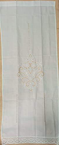 Corredocasa Tendina Dietro Vetro Misto/Lino Intaglio Ricamata A Mano per Finestra a Pannello Elegante e Accogliente per Sala da Pranzo,Cucina o Altri Ambienti Casa Bianco (60x150 cm, Bianco)