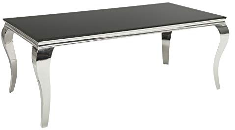 Riess Ambiente Esstisch MODERN BAROCK 200cm - schwarz Silber - Opalglas | 10 Sitzplätze, hochwertig, stabile Konstruktion, glamouröses Flair, robust, Edelstahlgestell