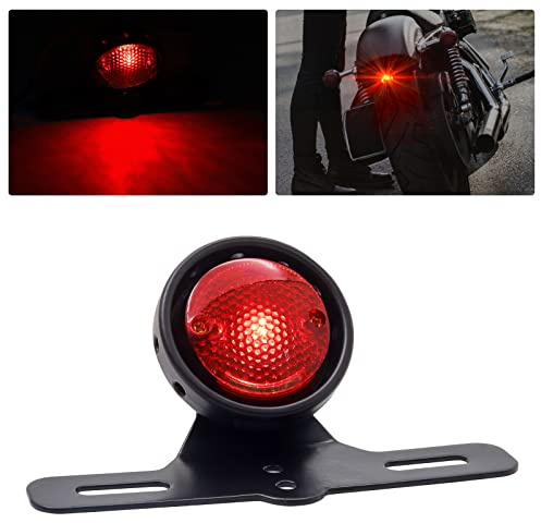 Biqing [2 Modes] Feux arrière LED de Moto Rouge,Universal 12V Feu de Freinage Arrière de Moto Métal Feu Stop Moto Imperméable IP67 avec Cadre De Plaque d'Immatriculation Moto