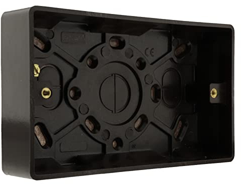 Art Deco Emporium Double 25mm Wall Pattress Box Mount in Vintage Period Style Bakelite Dark Brown Part of The New Exalt V2.0 Brand. Fits Standard UK Double Plug Socket or Double Switch Plate