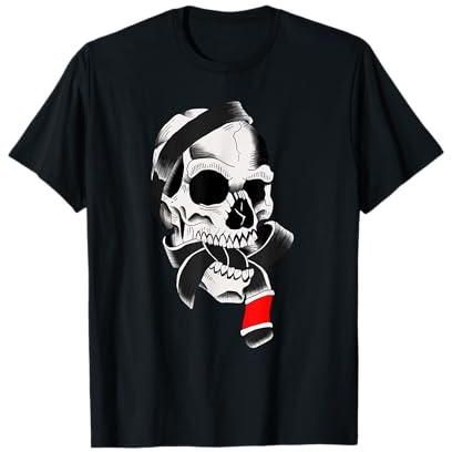 Tshirt - Brazillian Jiu-jitsu Skull con cintura BJJ nera Maglietta
