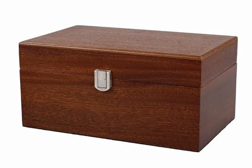 Schackbox stor mahogny med metalllås 10 cm