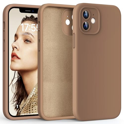 HATOSHI für iPhone 12 Hülle, Silikon Anti-Rutsch Kratzfestes Stoßfest Handyhülle für iPhone 12 Schutzhüll, Braun