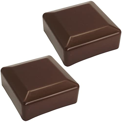 SKIR'CO 2 tapas cuadradas para postes de valla, 80 x 80 mm, color marrón RAL 8028