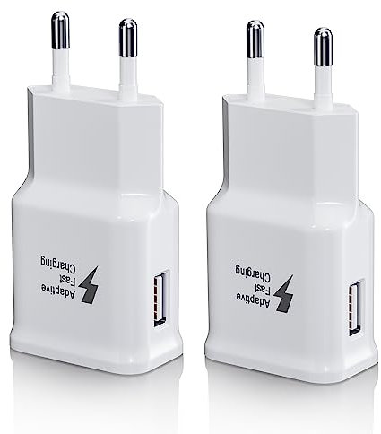 2er-Pack USB Ladegerät Stecker, Schnellladegerät Netzteil USB Ladestecker kompatibel mit Samsung Galaxy S21 S20 S10 S6 S7 S8 S9/Edge/Plus/Active, A71,A54,A13,A03,Z Flip3,Z Fold2,M53 5G Handy