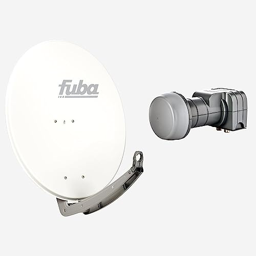 Fuba Sat Anlage 2 Teilnehmer | DAA 780 W Satellitenschüssel 80cm Alu weiß (Testergebnis: ausgezeichnet)* + Fuba DEK 217 Twin LNB 2 Teilnehmer (DVB-S2, HDTV, UHD 4K/8K, 3D) mit LTE-Störfilter