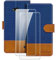 MILEGAO Leather Case for Nokia Lumia 640 Magnetic Phone Case with Wallet and Card Slot + [2 Pack] Tempered Glass Screen Protector for Microsoft Lumia 640 LTE (5”) Blue