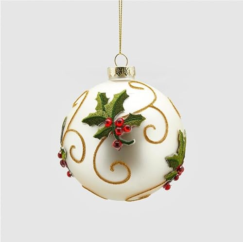Selezione Cartoleria Varzi Dal 1956 Pallina Albero Di Natale Oro Con Agrifoglio E Bacche