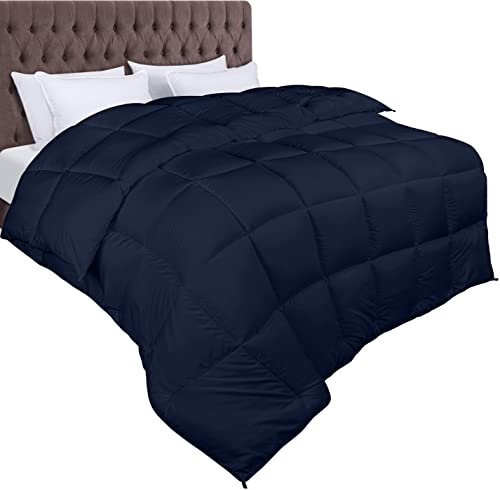 Utopia Bedding Bettdecke 200 x 220 cm, Ganzjahresdecke 370 GSM Füllung, atmungsaktive Schlafdecke, Steppdecke, Super Weiche Kuschelige (Marineblau)