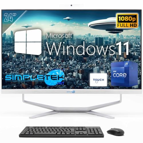 SIMPLETEK - PC Desktop ALL in ONE Schermo Touch 24 FHD | Core i9 12°Gen 14 Core | 8GB RAM SSD 240GB | Windows 11 Pro e Webcam 2K integrata